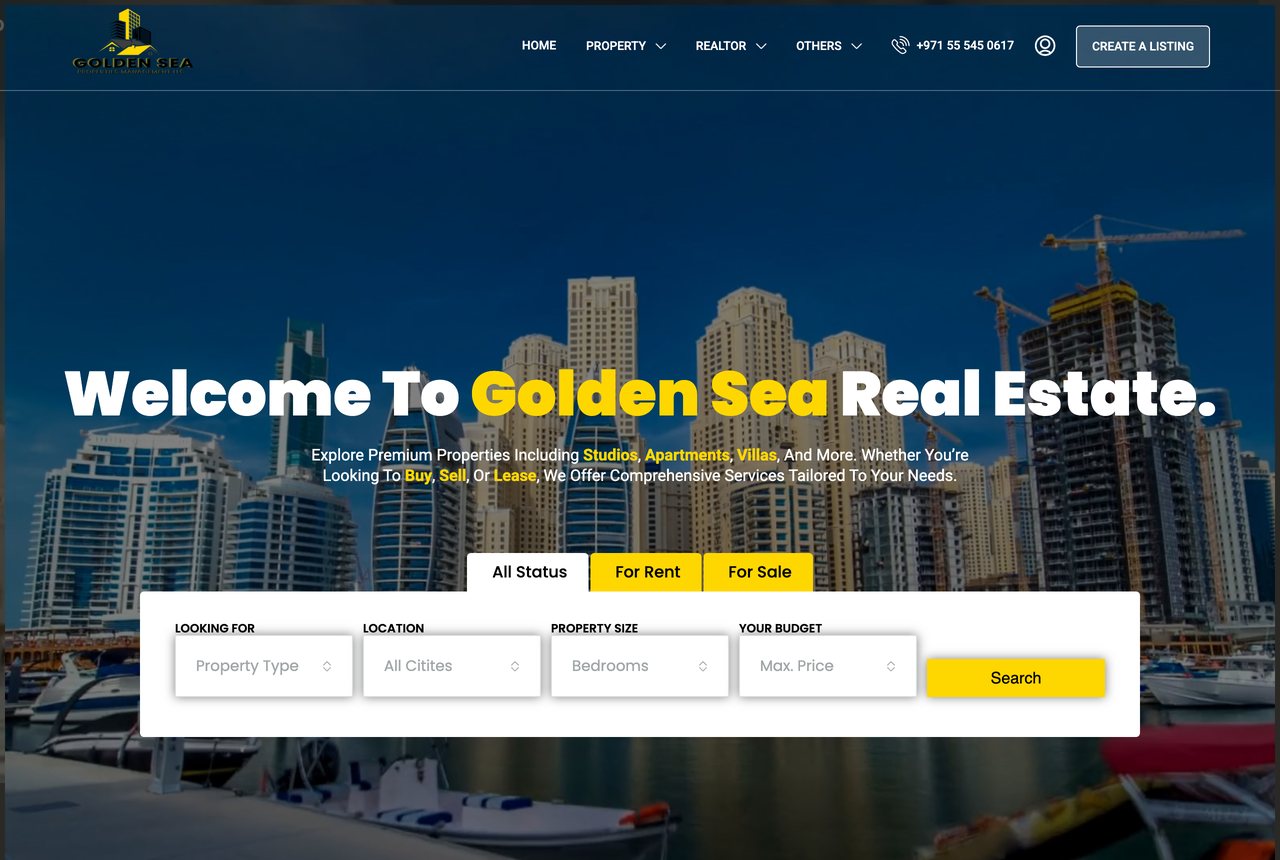 Golden Sea Real Estate website — Dubai property platform