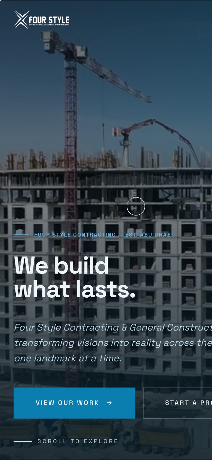 Four Style Contracting website on mobile — responsive construction company website Abu Dhabi