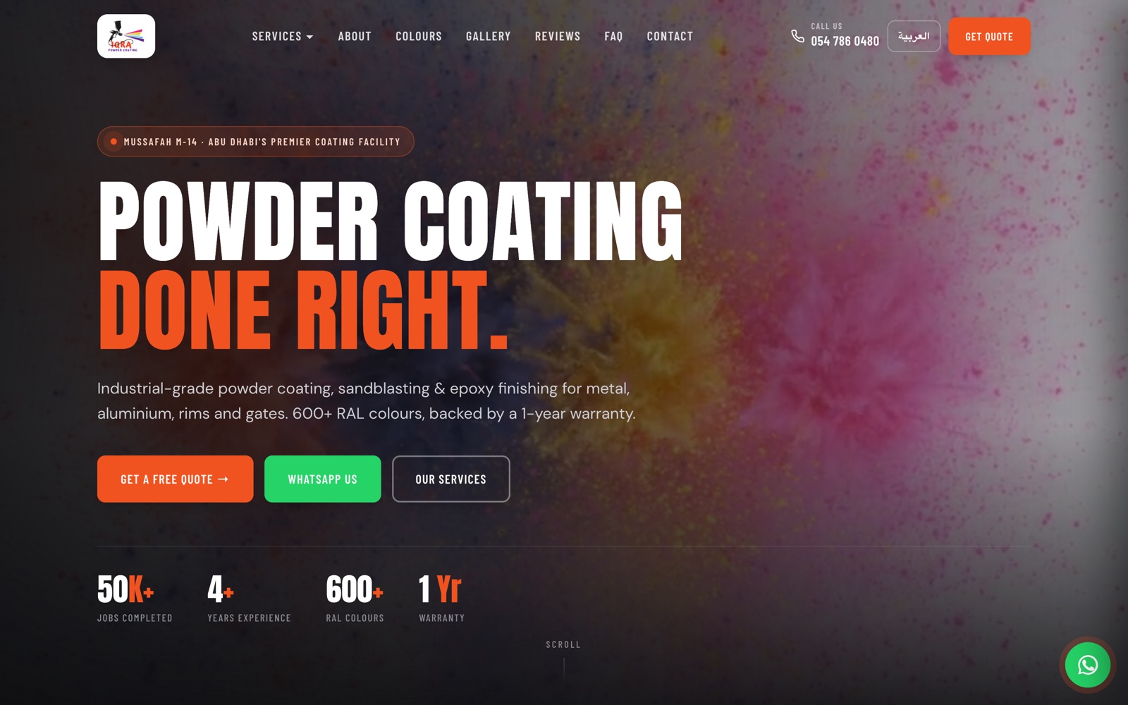 Iqra Powder Coating website — Abu Dhabi